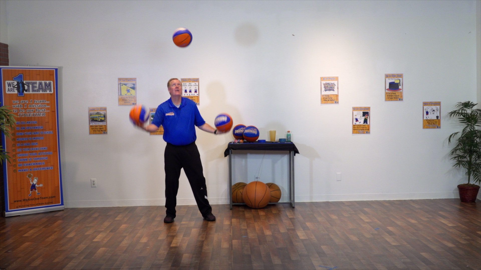 Jim Basketball Jones in modifiable area in video studio
